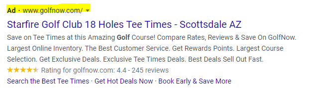 golf course search engine marketing